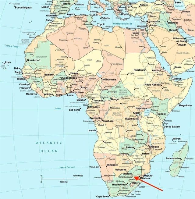 Johannesburg (Joburg Jozi) on Gauteng - South Africa map