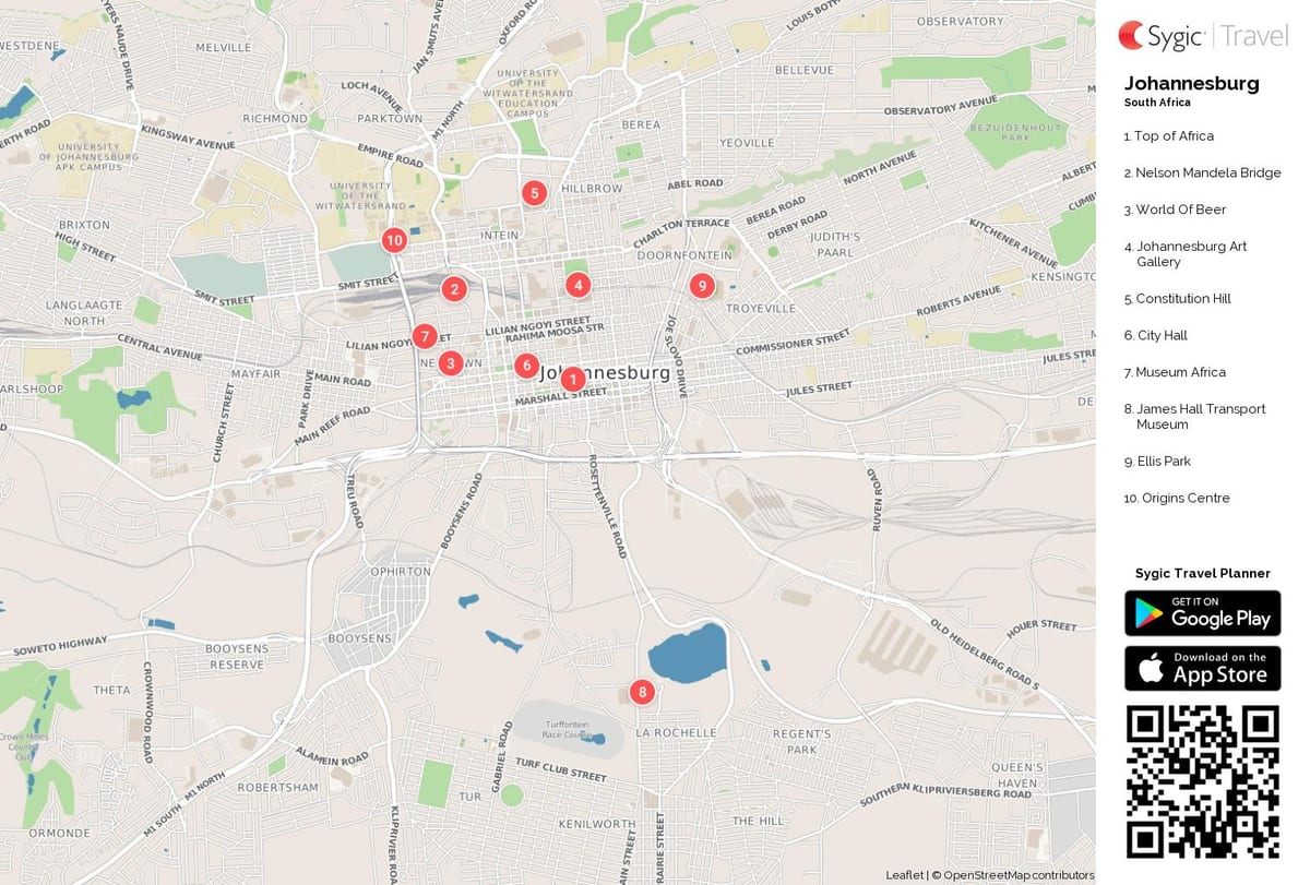 Johannesburg (Joburg Jozi) sights map