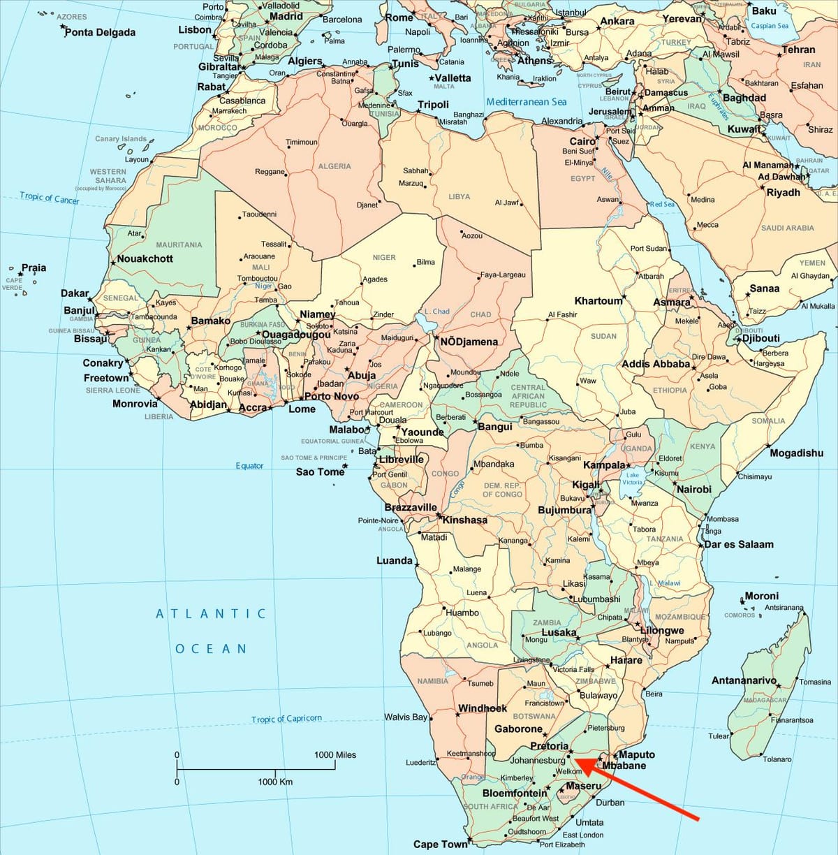 Johannesburg (Joburg Jozi) on Gauteng - South Africa map