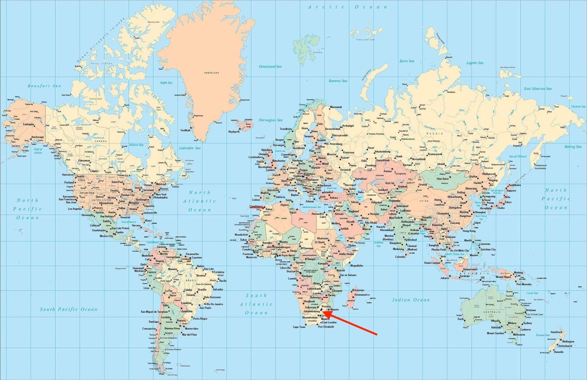 Johannesburg (Joburg Jozi) location on world map
