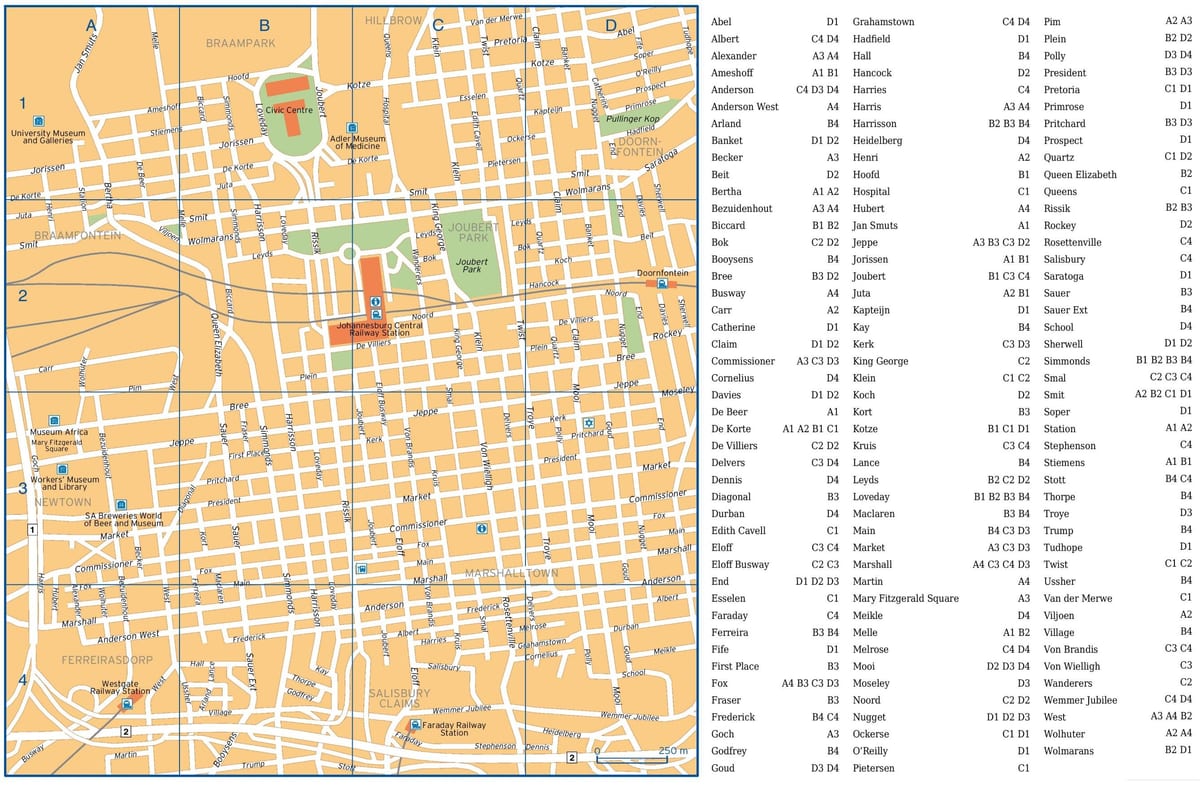 Johannesburg (Joburg Jozi) streets map