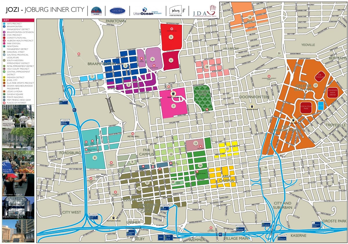Johannesburg (Joburg Jozi) sightseeing map