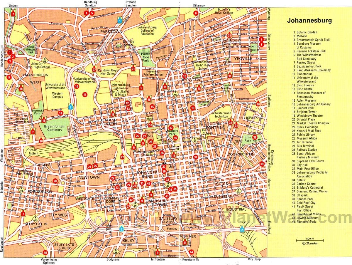 Johannesburg (Joburg Jozi) walking tours map