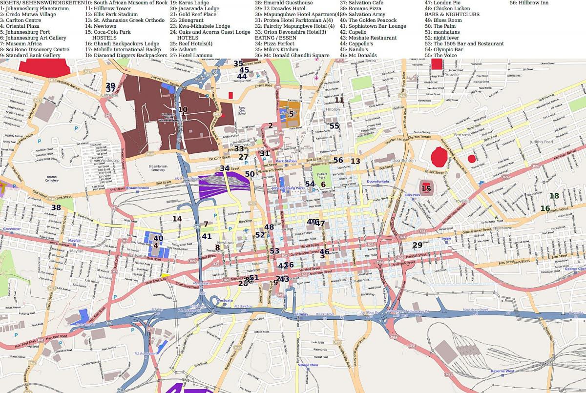Johannesburg (Joburg Jozi) city center map