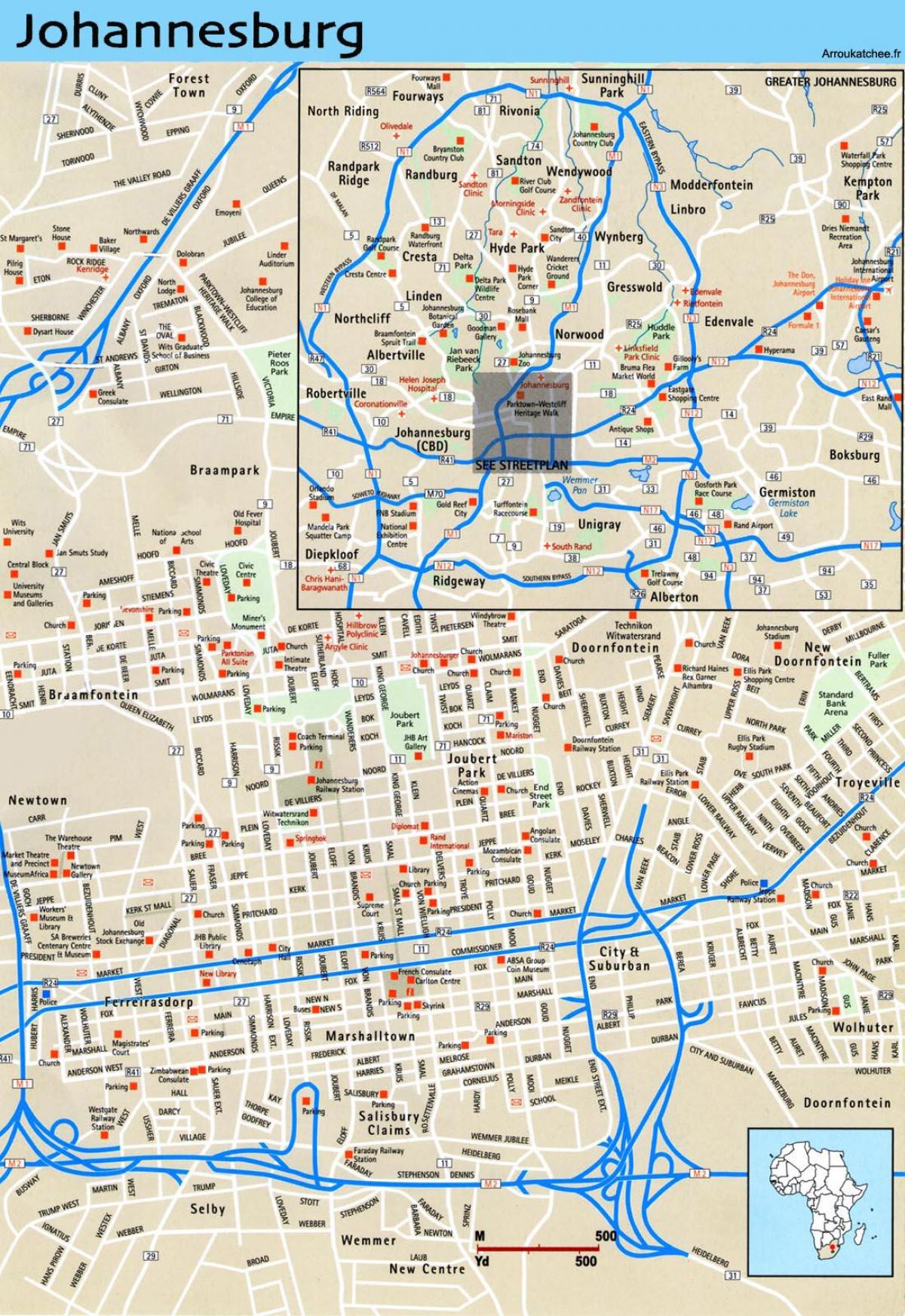 Johannesburg (Joburg Jozi) city map